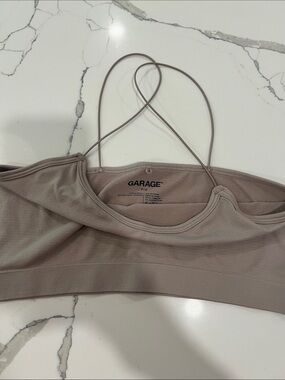 Garage Seamless Bandeau Bralette in Taupe and white (2)